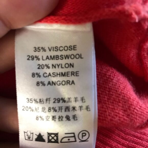 REISS Sweater Pullover Wool Angora Cashmere 3/4 Sleeves Orange Coral Small EUC - Picture 6 of 8